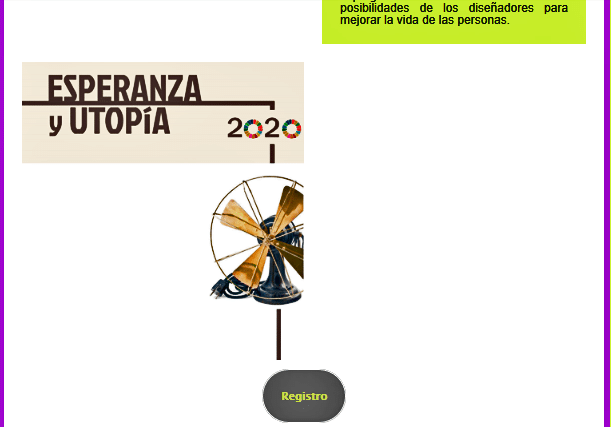 Cartel con un ventilador y el título Esperanza y Utopía 2020